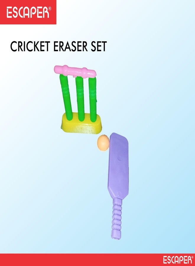 ESCAPER مجموعة ممحاة الكريكيت للأطفال من إسكيبر، ألوان متنوعة، ممحاة مطاطية غير سامة مع مضرب وكرة وويكيت وحامل، أدوات مدرسية ممتعة، هدية تذكارية لأعياد الميلاد - Image 3